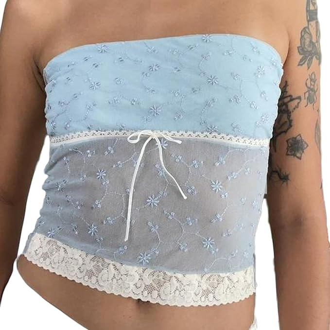 Women's Strapless Tube Top Y2k Going Out Bandeau Crop Tops Sleeveless Cami Shirt Off Shoulder Ves... | Amazon (US)