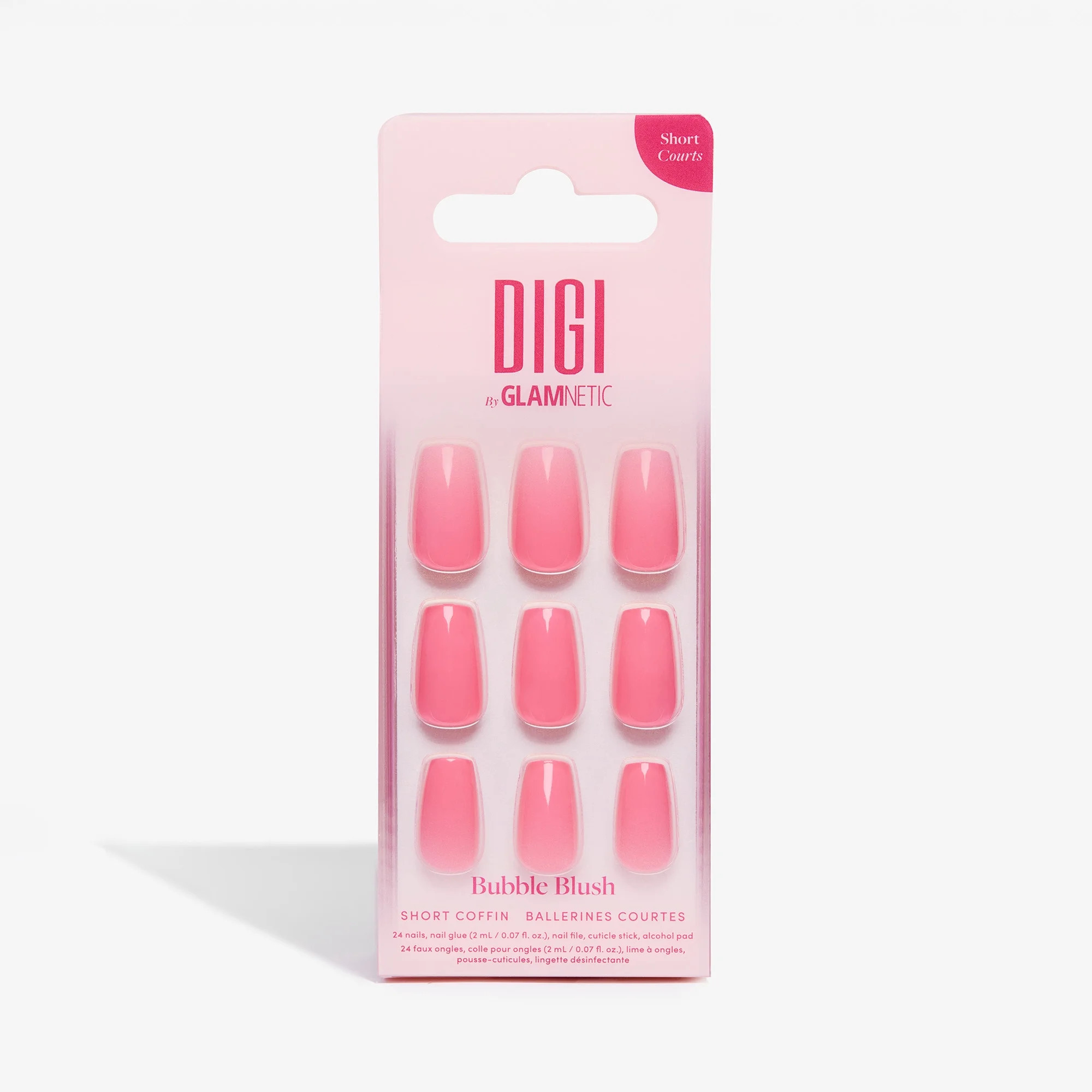 DIGI by Glamnetic Short Coffin Artificial Press-on Nails, Bubble Blush, 24 Pieces | Walmart (US)
