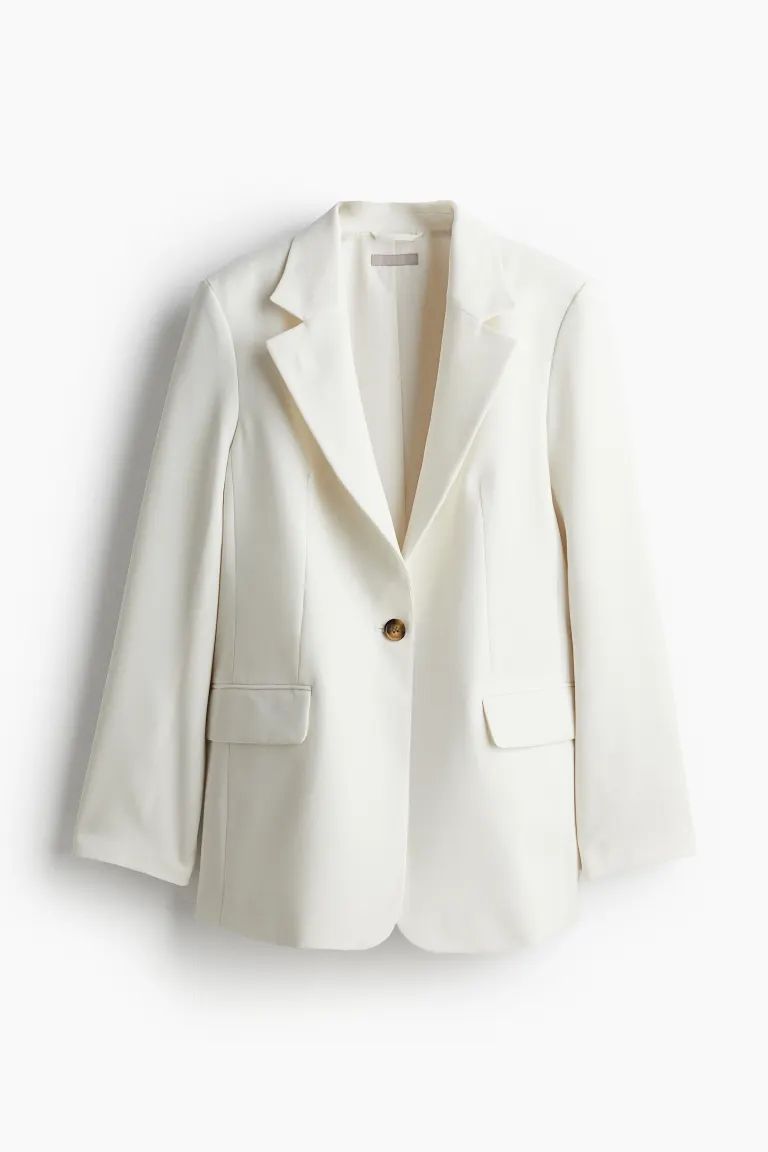 Single-breasted Blazer - Long sleeve - Regular length - White - Ladies | H&M US | H&M (US + CA)