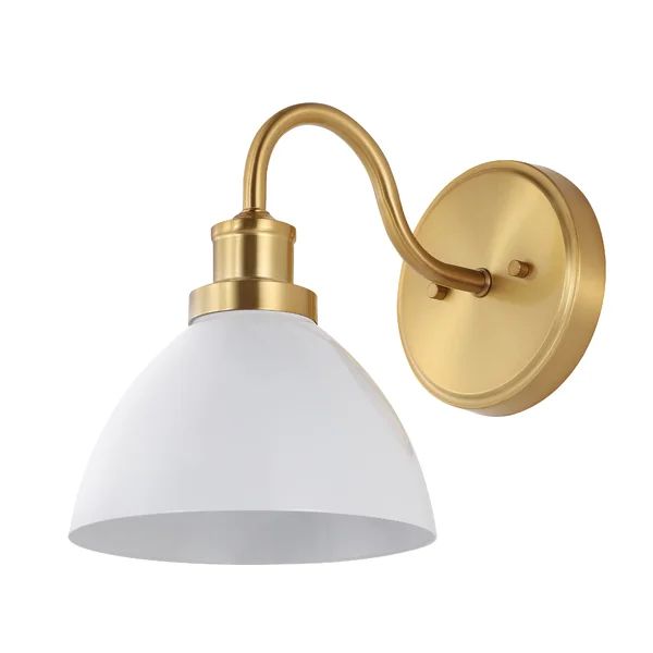 Attleborough 1 - Light Dimmable Gold/White Armed Sconce | Wayfair North America
