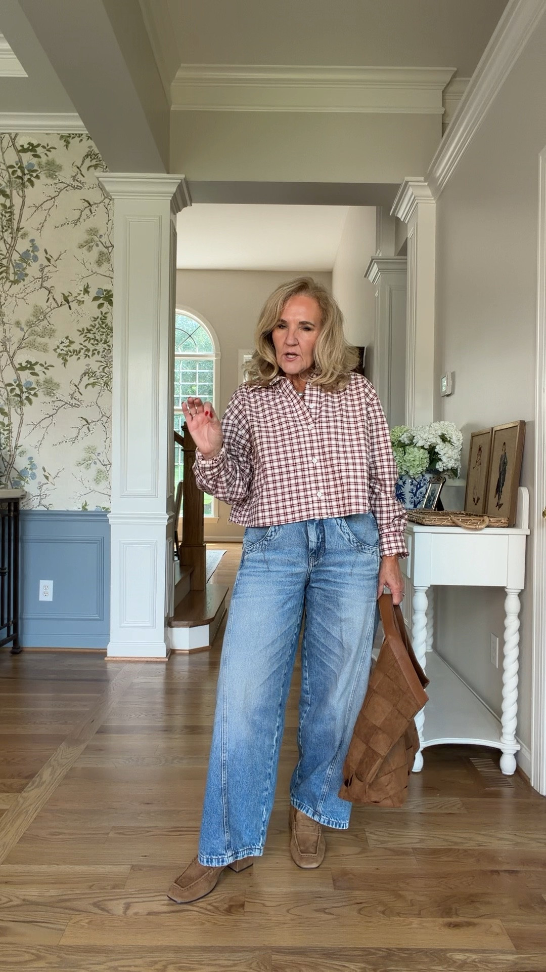 Jeans, size 29 petite
Top size small. It is cropped but with a mid rise or a high-rise denim nothing will show.

#LTKOver40 #LTKPetite #LTKSeasonal
