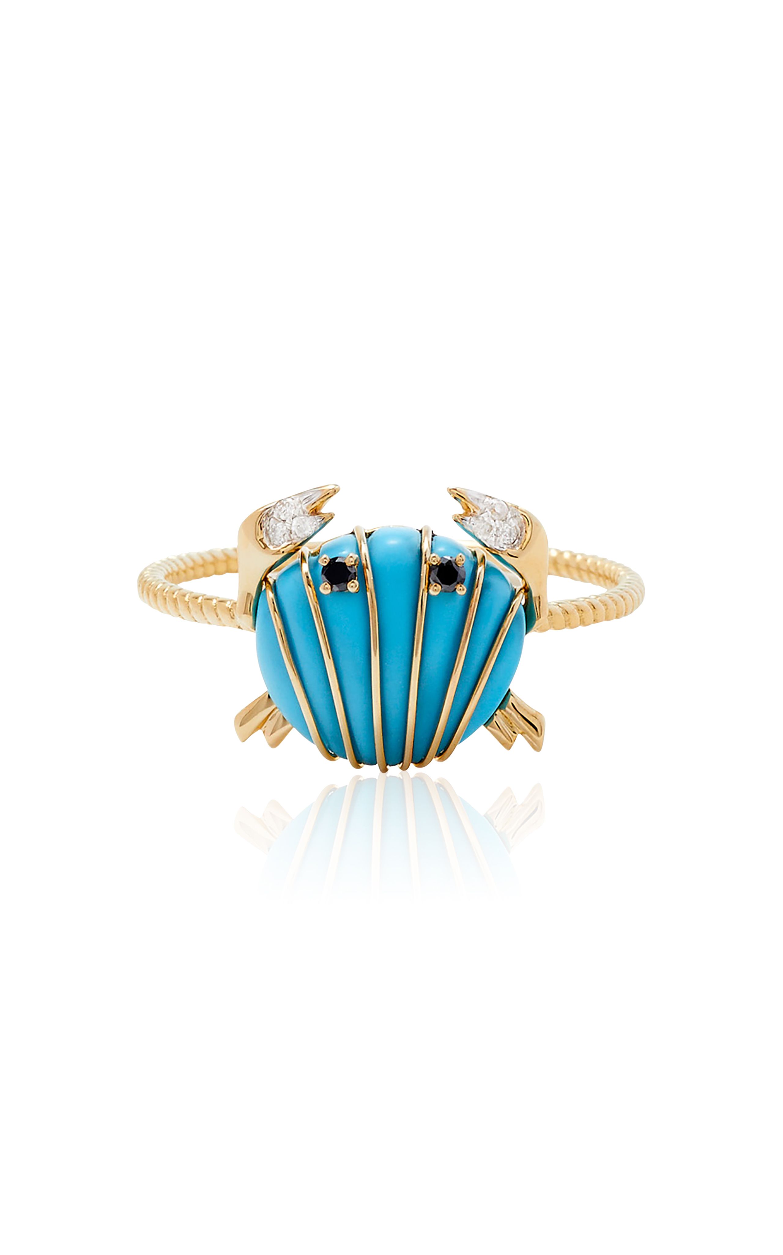 9k Yellow Gold Turquoise Turtle Ring | Moda Operandi (Global)