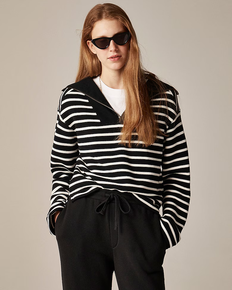 Heritage terry quarter-zip sweatshirt in stripe | J. Crew US