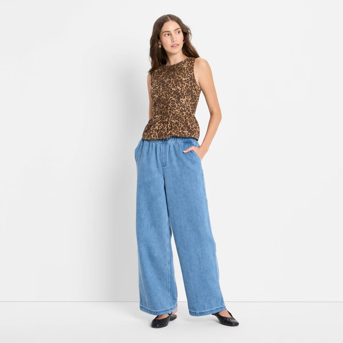 Women's Peplum Tank Top - Future Collective Brown Leopard Print | Target