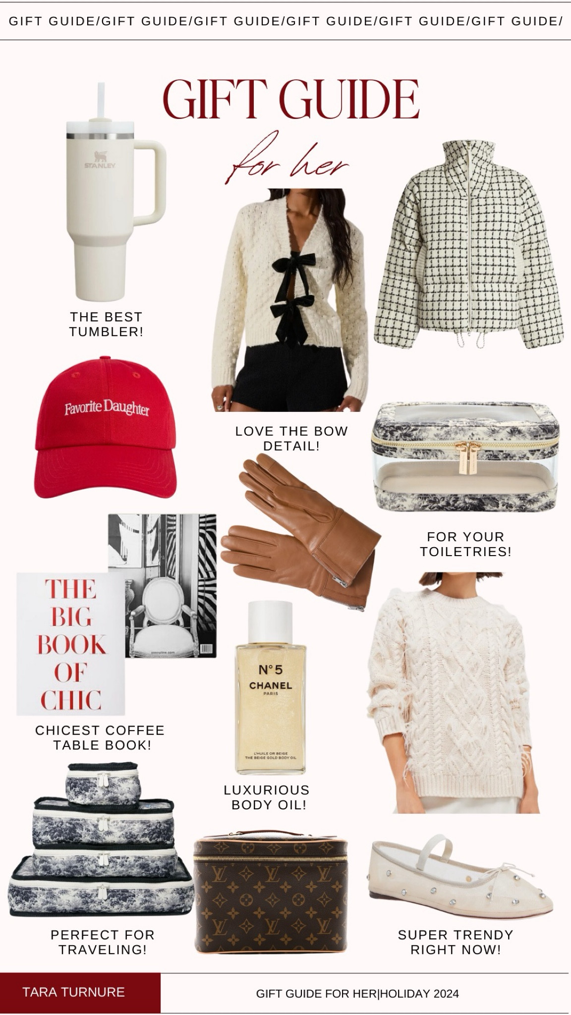 Gift guide. Gift idea. For her. Women. Trending. Best sellers. Viral. Stanley. Cardigan. Bows. Puffer coat. Toile. Travel. Packing cubes. Beauty. Body oil. Sweater. Louis Vuitton. Ballet flat  

#LTKHoliday #LTKSeasonal #LTKGiftGuide