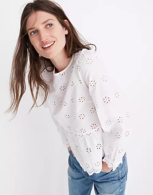 Eyelet Keyhole Peplum Top | Madewell