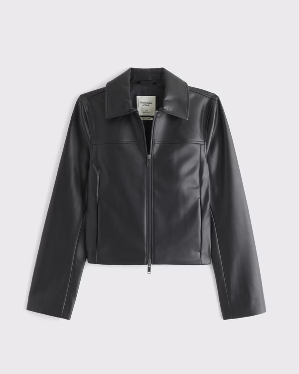 Slim Zip Vegan Leather Jacket | Abercrombie &amp; Fitch (US)