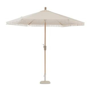 9 ft. Aluminum Market Auto Tilt Patio Umbrella in Almond | The Home Depot