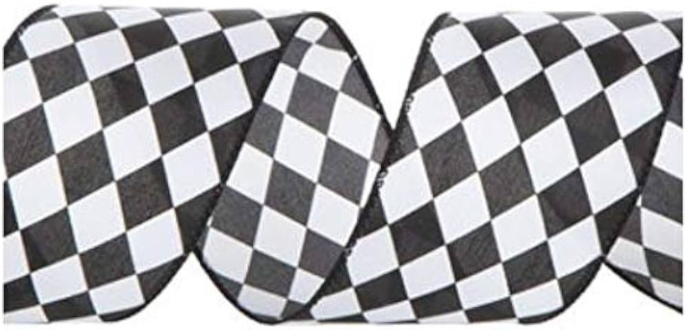 3 inch Wide 30 feet Black and White Harlequin Wired Edge Ribbon inch DIY Projects Craft Supplies | Amazon (US)