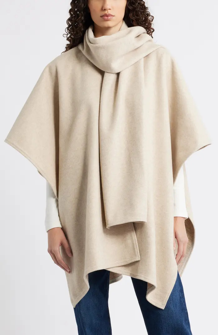 Doubleface Ruana with Attached Scarf | Nordstrom