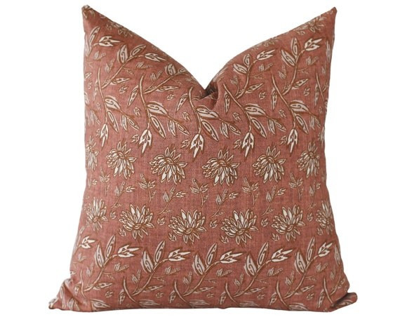 Terracotta Pillow Cover, Floral Pillow Covers 20x20, Spring Pillow Covers 18x18, Botanical Flower... | Etsy (US)