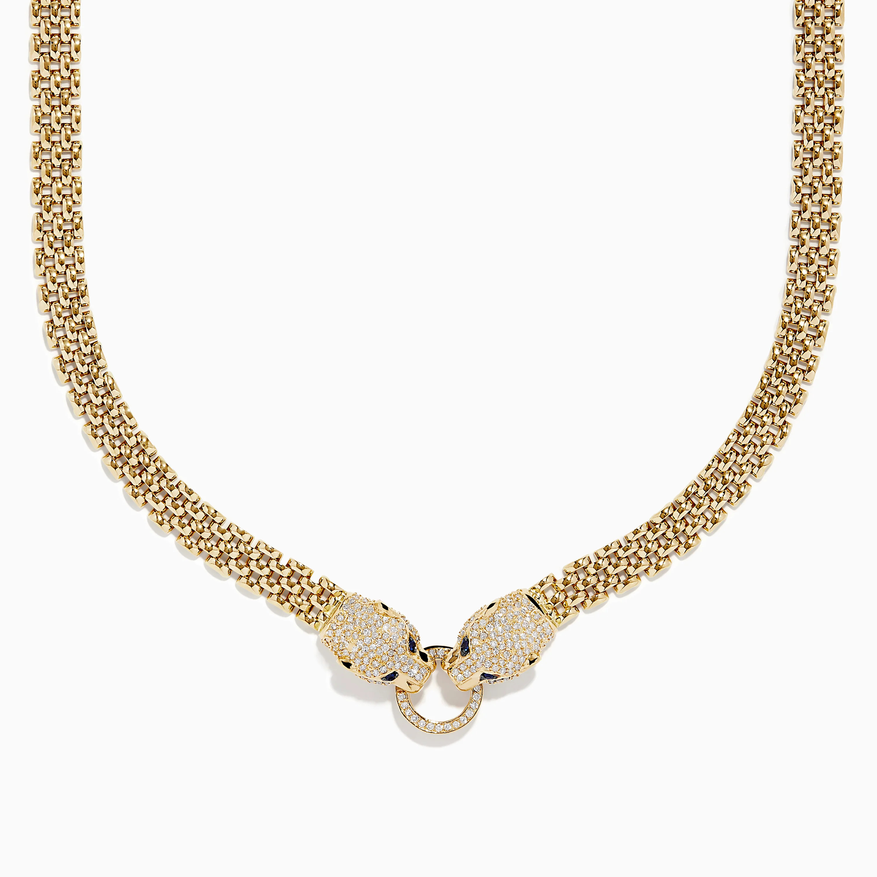 Signature 14K Yellow Gold Sapphire and Diamond Panther Necklace | Effy Jewelry