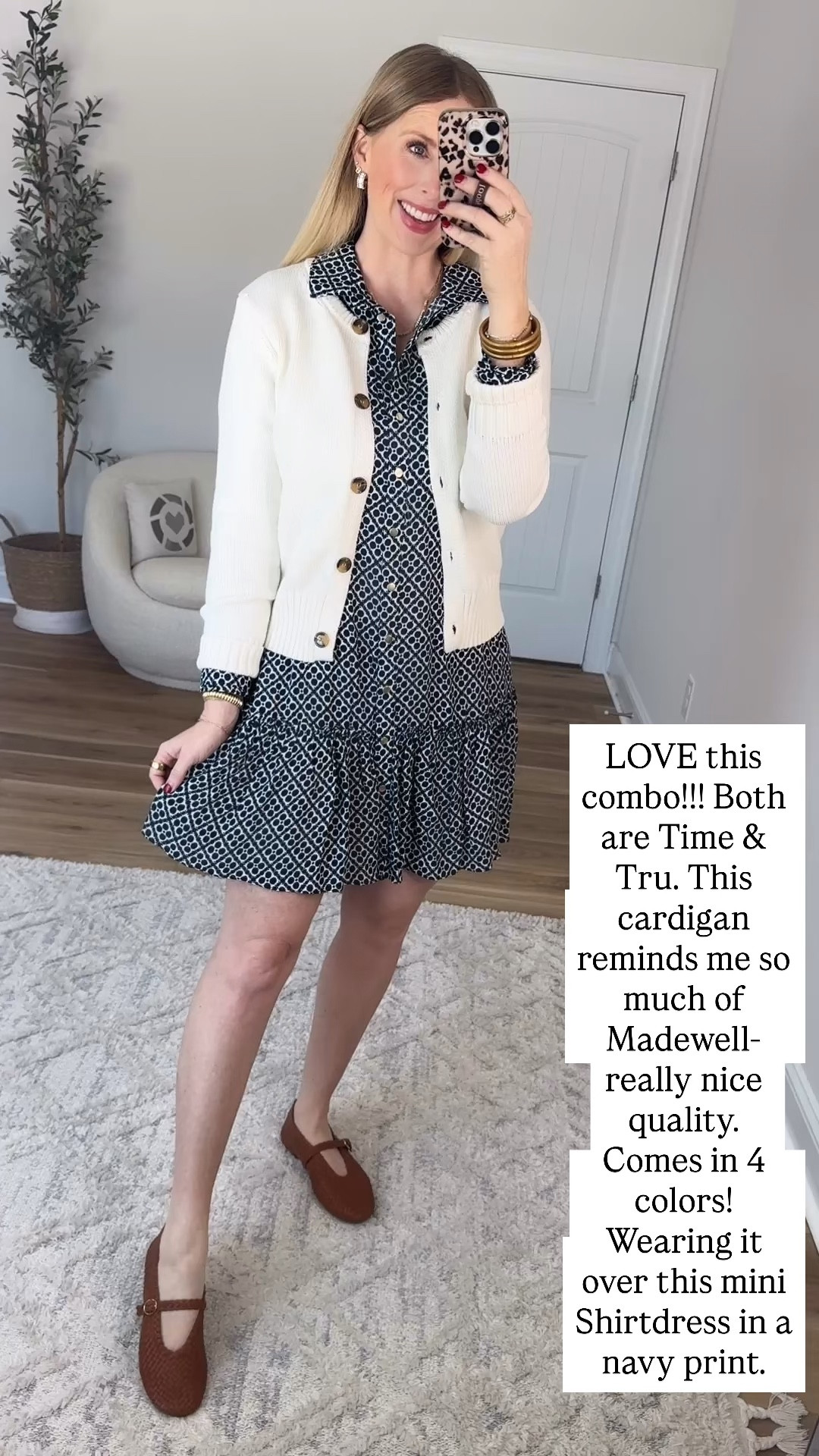 Walmart try on, time and tru, cardigan, printed mini dress, workwear 

Small in both

#LTKWorkwear #LTKootd