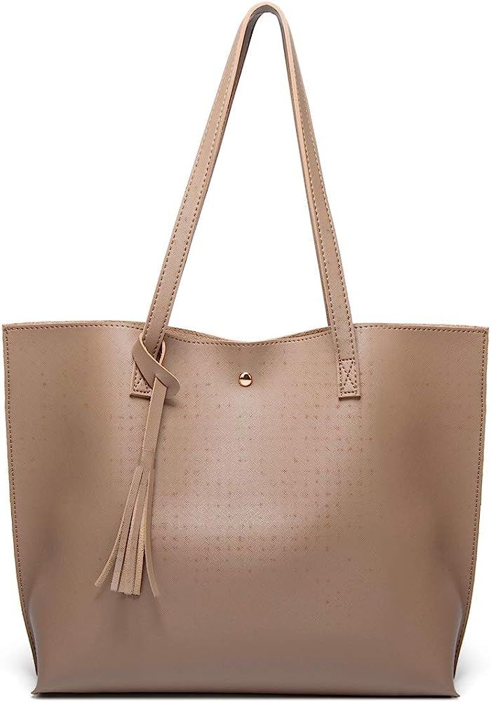 Women's Soft Faux Leather Tote Shoulder Bag from Dreubea, Big Capacity Tassel Handbag | Amazon (US)