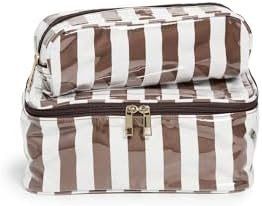 KULE Women's The Cosmetic Set, Mocha/Canvas, Brown, Stripe, One Size | Amazon (US)