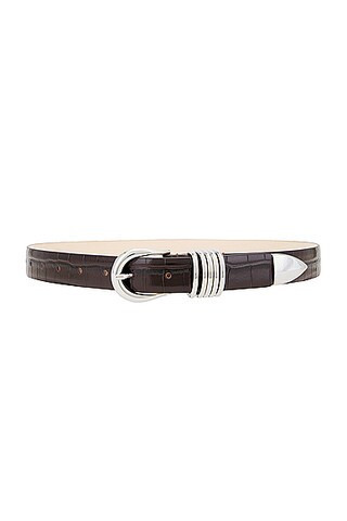 DEHANCHE Hollyhock Belt in Dark Chocolate Croc & Silver - Chocolate. Size XL (also in XS). | FWRD 