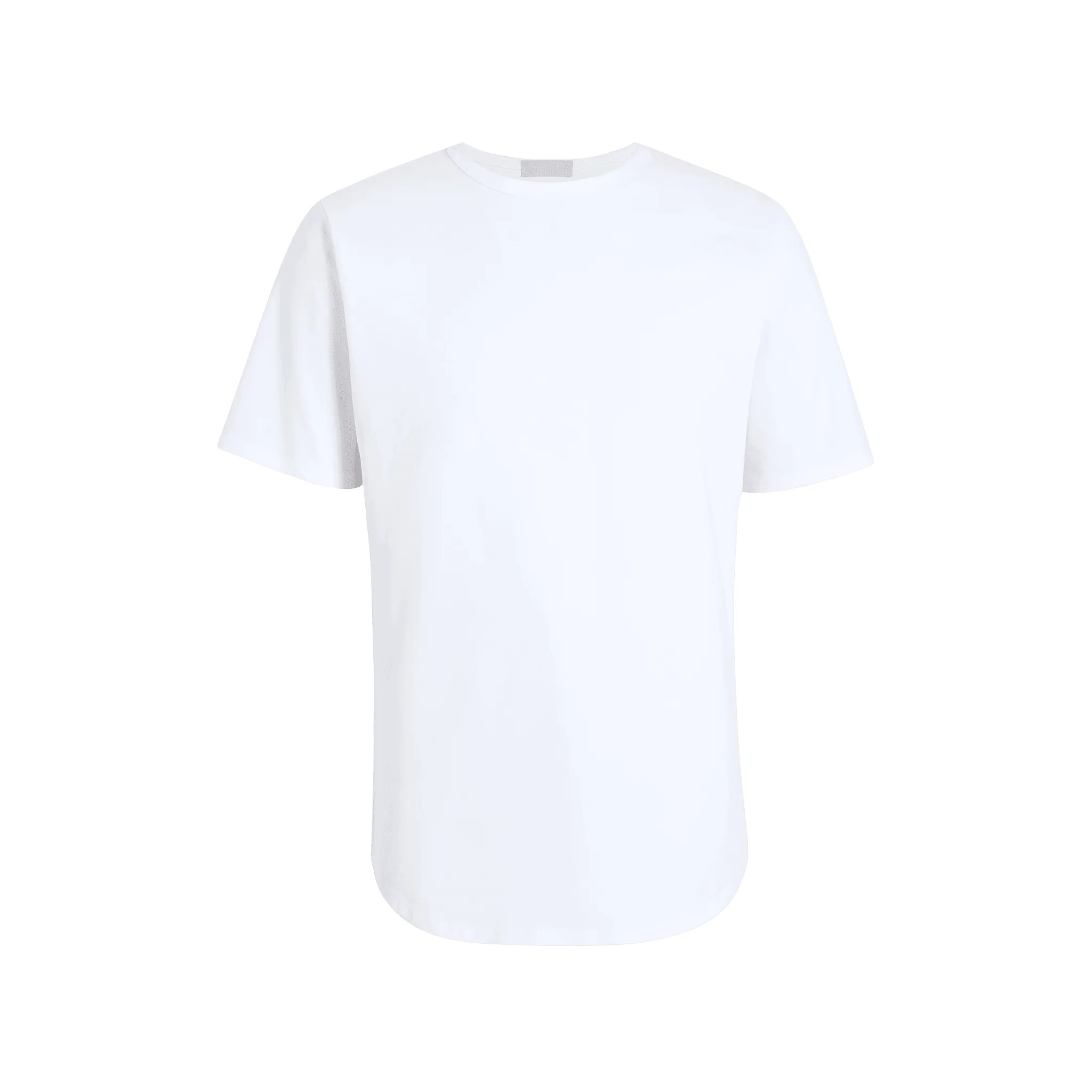 Men's Short Sleeve Curved Hem T-Shirt | White - nuuds | nuuds