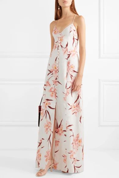 Corsage floral-print linen maxi dress | NET-A-PORTER (UK & EU)