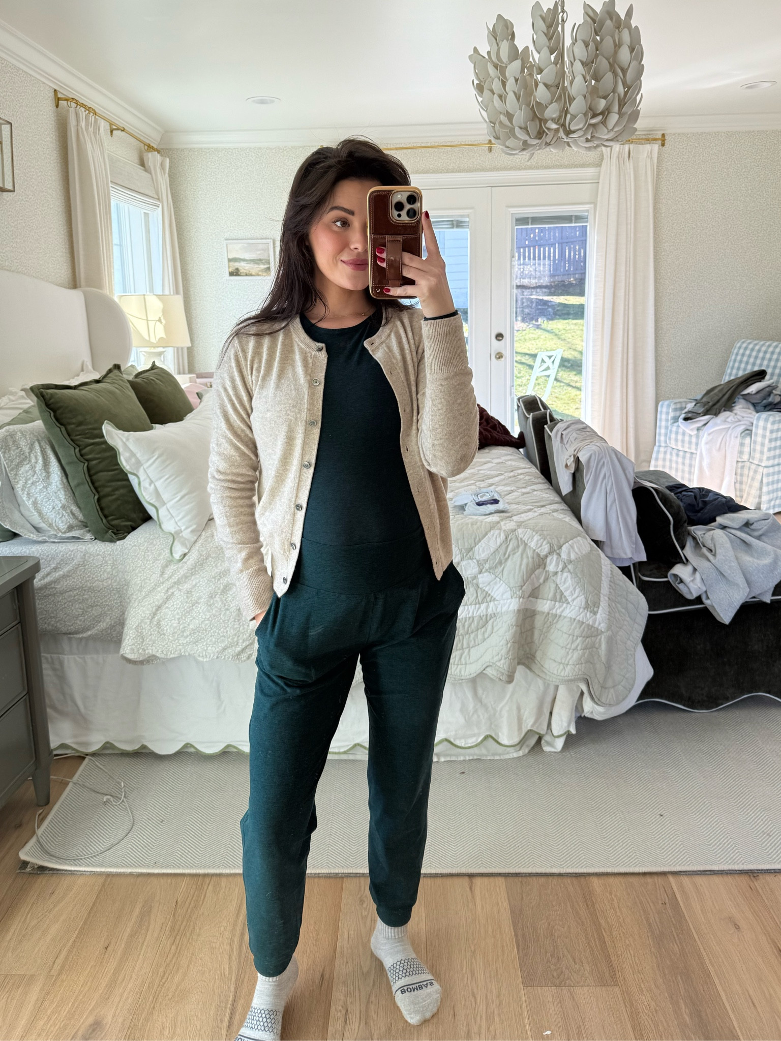 Beyond yoga athleisure of the day and cashmere cardigan 