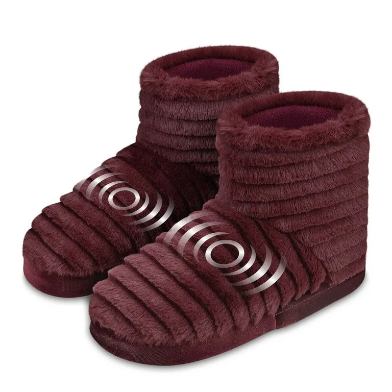 Health Touch Soft Fluffy Massaging Booties with Memory Foam, Foot Massager Vibration, Red - Walma... | Walmart (US)