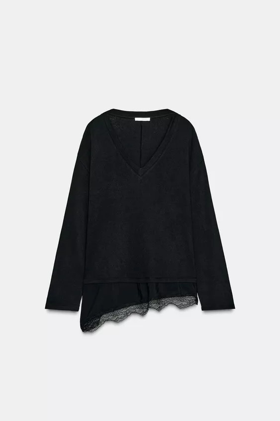 COMBINATION LACE T-SHIRT | Zara US