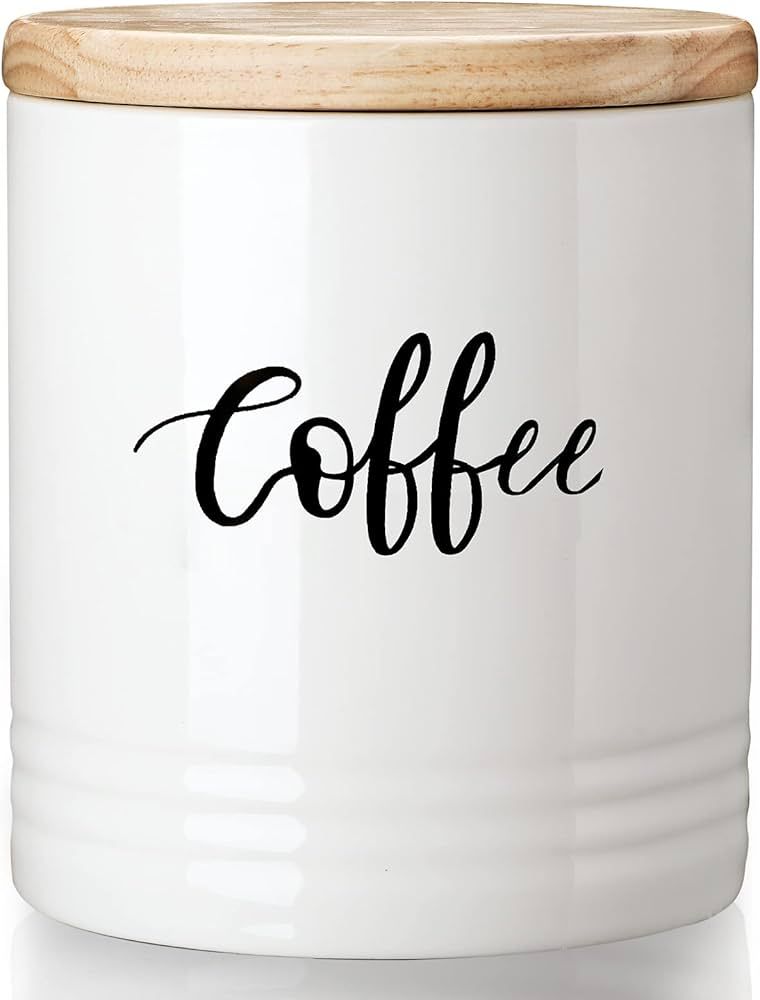 LEETOYI Porcelain Food Storage Containers with Lid, 4.5-Inch 31oz White, Labeled Coffee | Amazon (US)