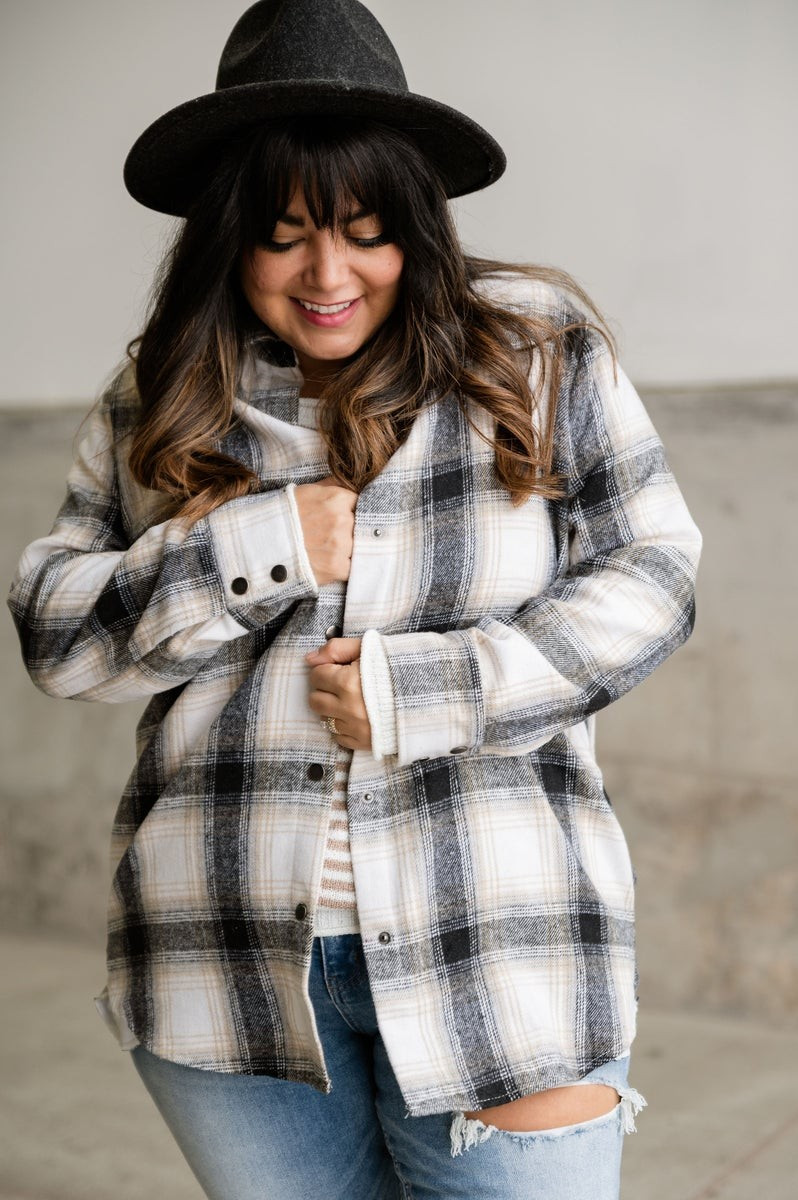 Andrea Plaid Shacket - Black | Mindy Mae's Market