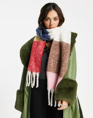 Topshop Brushed Color Block Scarf in Multi | ASOS US