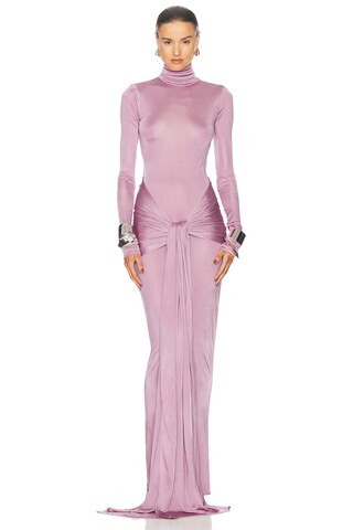 Helsa Slinky Jersey Sarong Maxi Dress in Mauve | FWRD 
