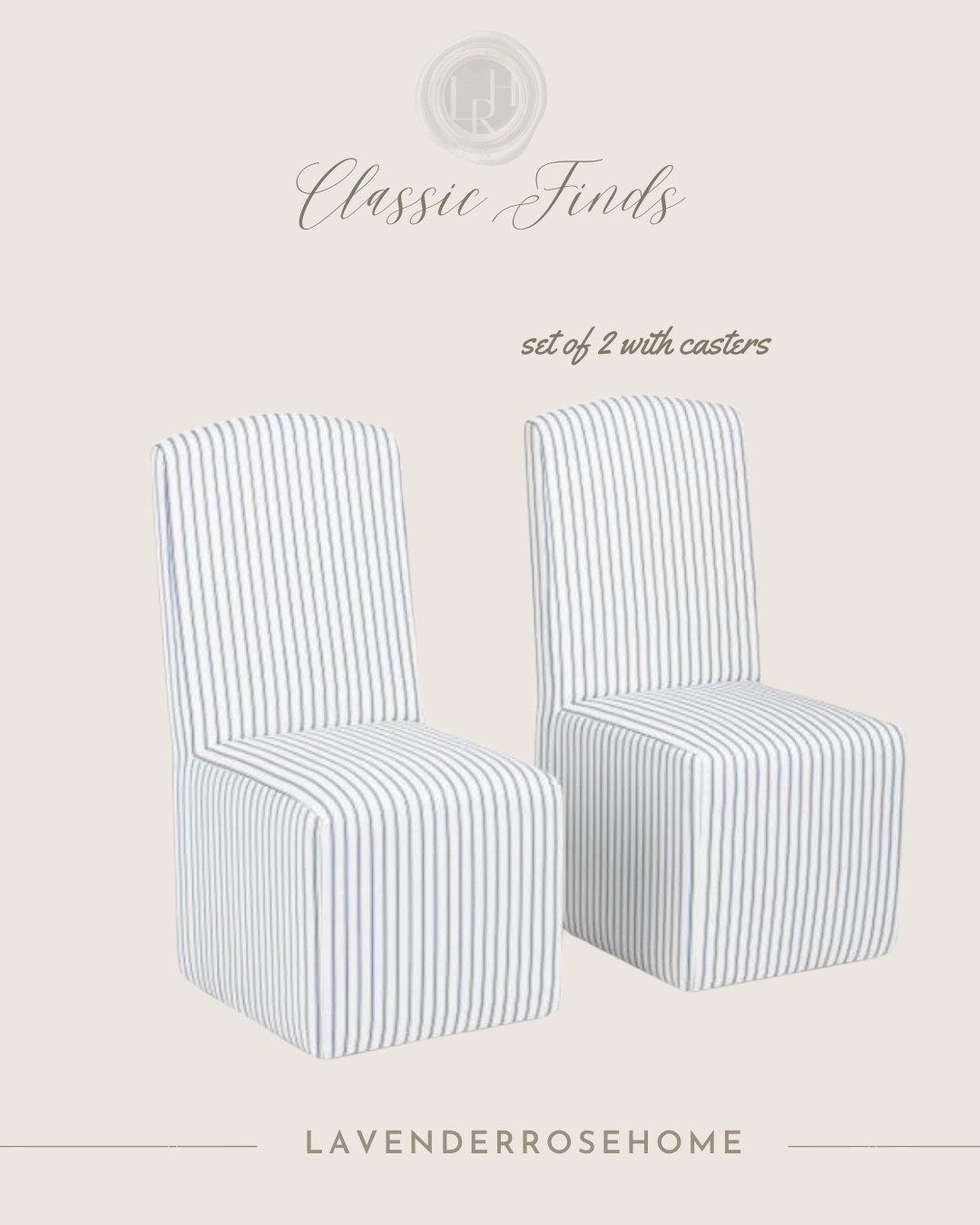 Same parson chair I purchased for my daughter’s dressing table, but a deal for a pair! Love these in a kitchen nook or mix it up in a dining room and the stripe is so classic.

Parson

#LTKHome