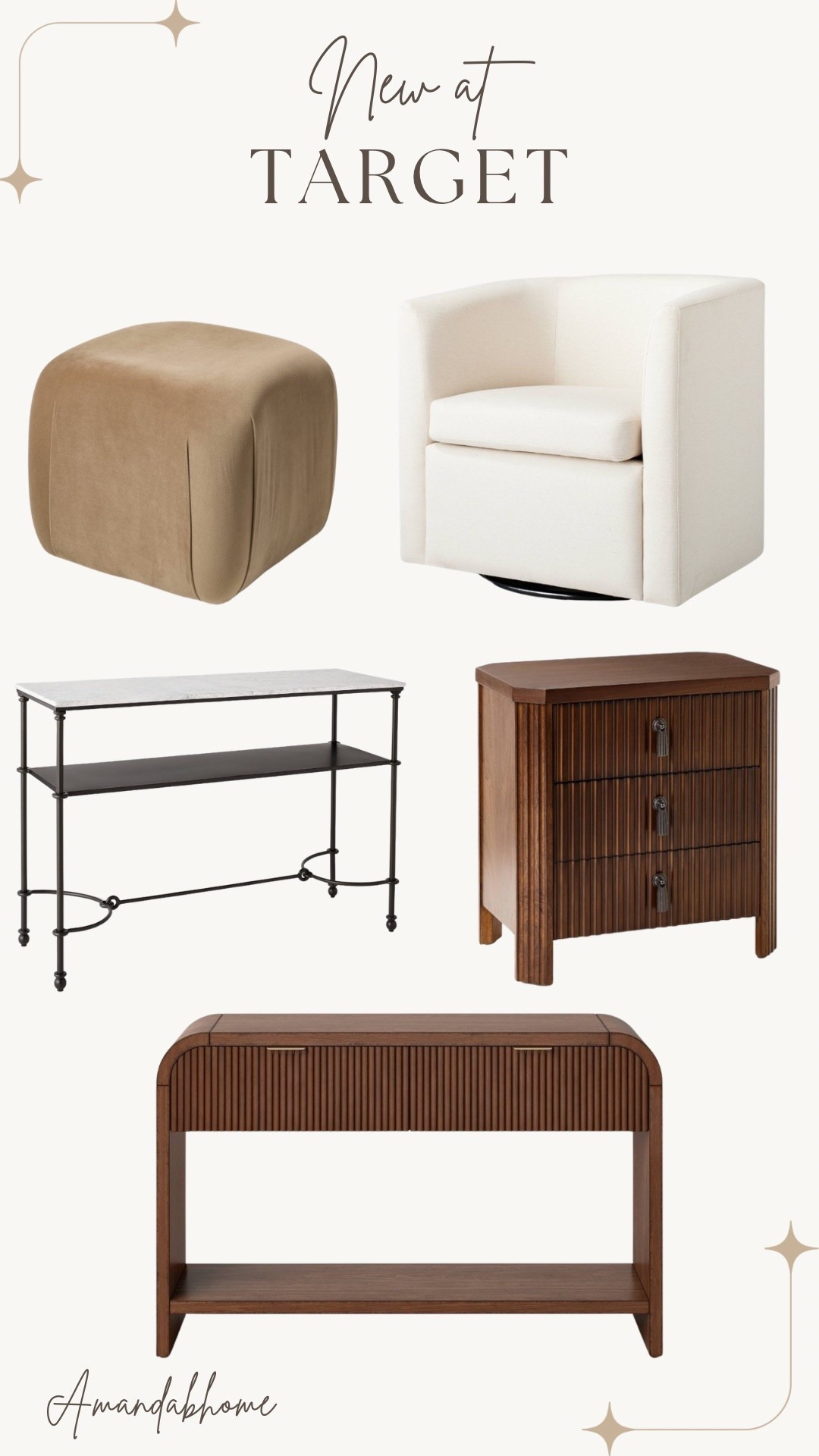  New furniture at target!

Nightstand, ottoman, accent chair, console table

#LTKHome #LTKSaleAlert