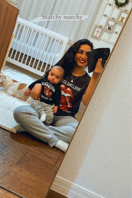 Twinning with my little chunk in our matching Rolling Stones outfits linked below! 

Rolling Stones. Band tee. Graphic tee. Mom & baby matching outfits. Mommy and me. Outfit finds. Baby. Toddler. Outfit. Casual.

#LTKunder50 #LTKbaby #LTKstyletip