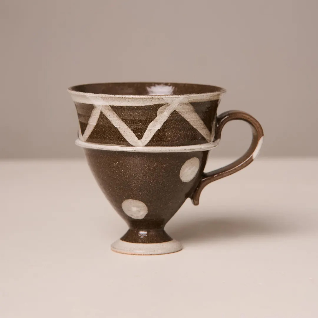 Handmade Ceramic Mug – Tribal Dark Brown Glaze, Geometric Stoneware Cup - Etsy | Etsy (US)