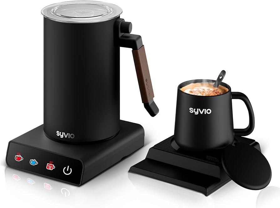 Syvio Frother for Coffee, Electric Milk Frother with Mug Warmer and Mug, 4 Hours Self-Heating, 6-... | Amazon (US)