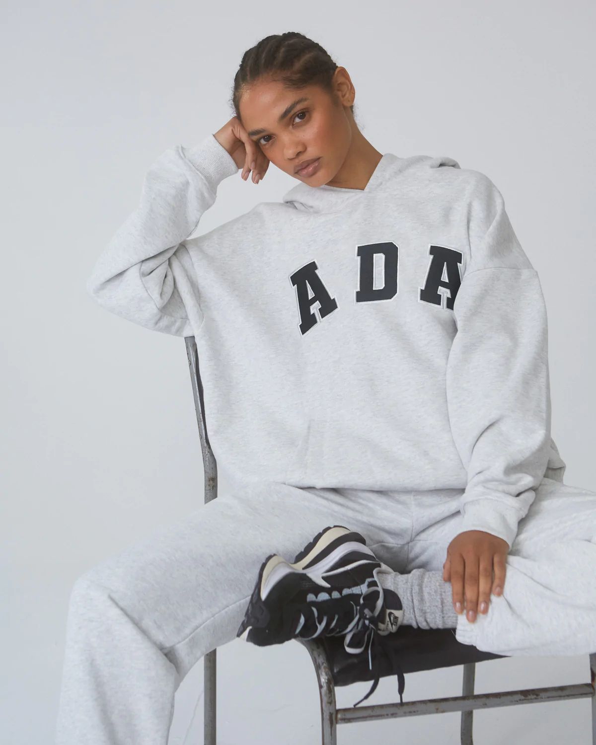 ADA Oversized Hoodie - Light Grey Melange | Adanola UK