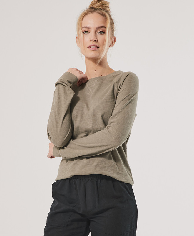 textured slub raglan long sleeve tee | Pact Apparel