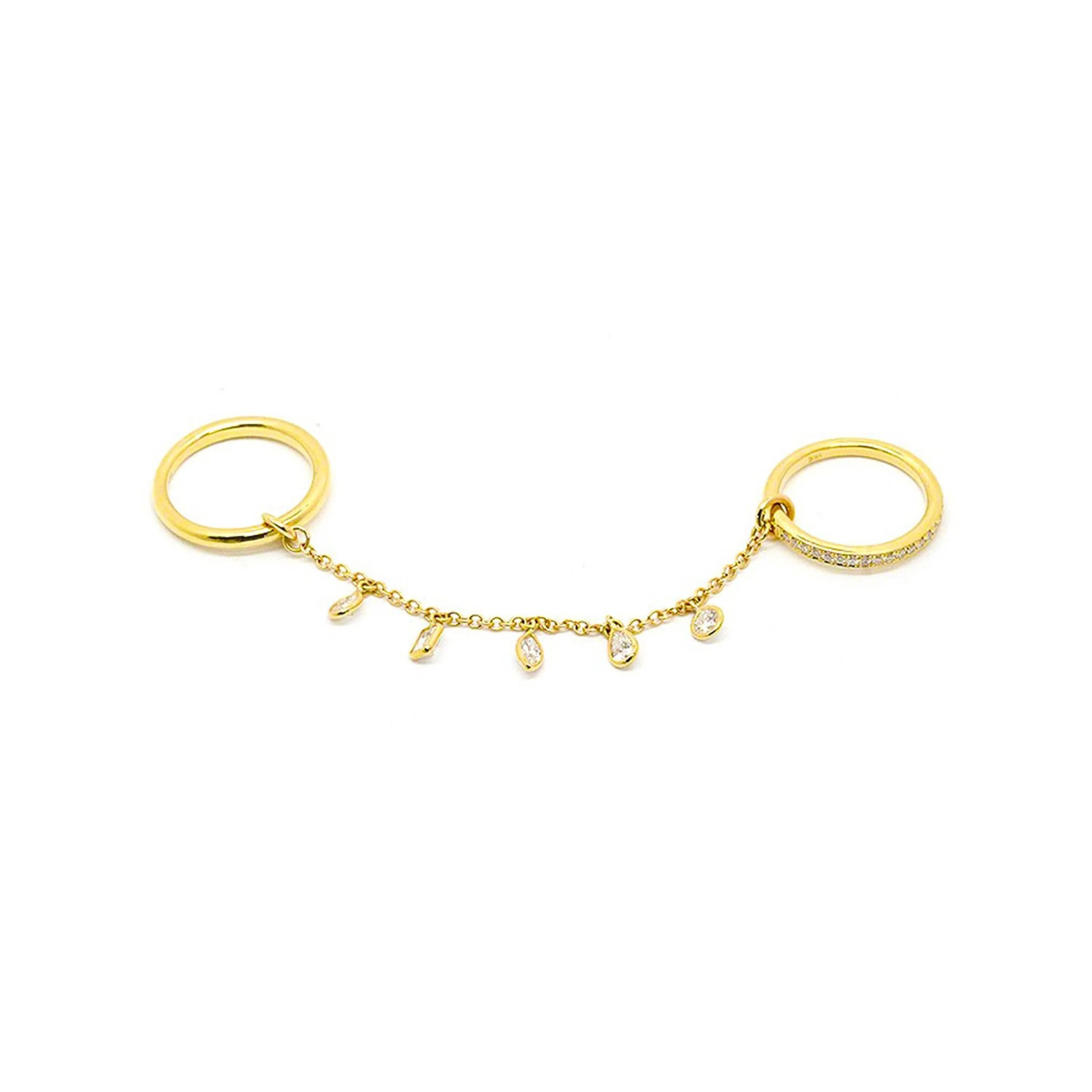 Double Chain Ring With Fancy Shape Diamond Drops | Norman Silverman