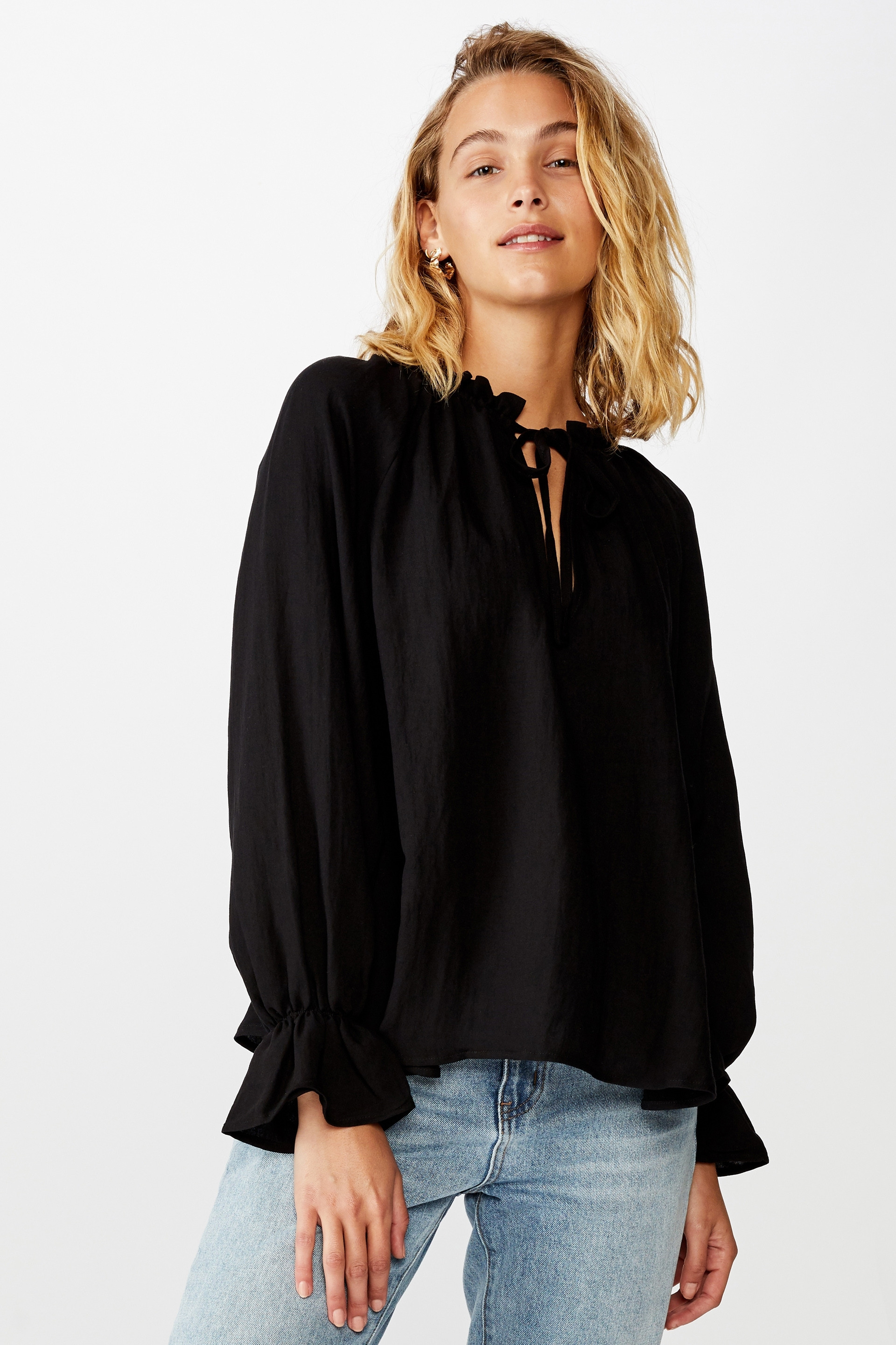 Peasant Frill Long Sleeve Fashion Blouse | Cotton On (ANZ)