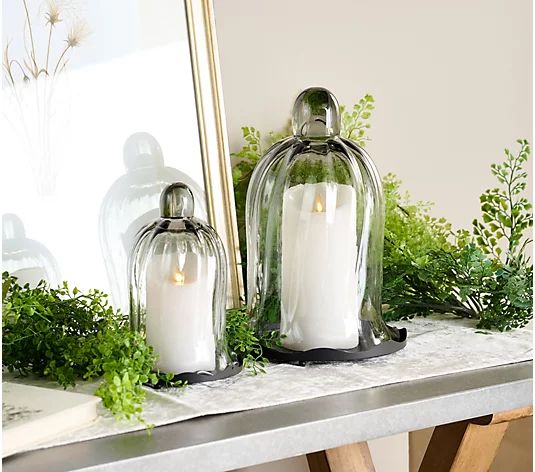 Cozy Cottage by Liz Marie S/2 Large & Small Glass Cloches - QVC.com | QVC