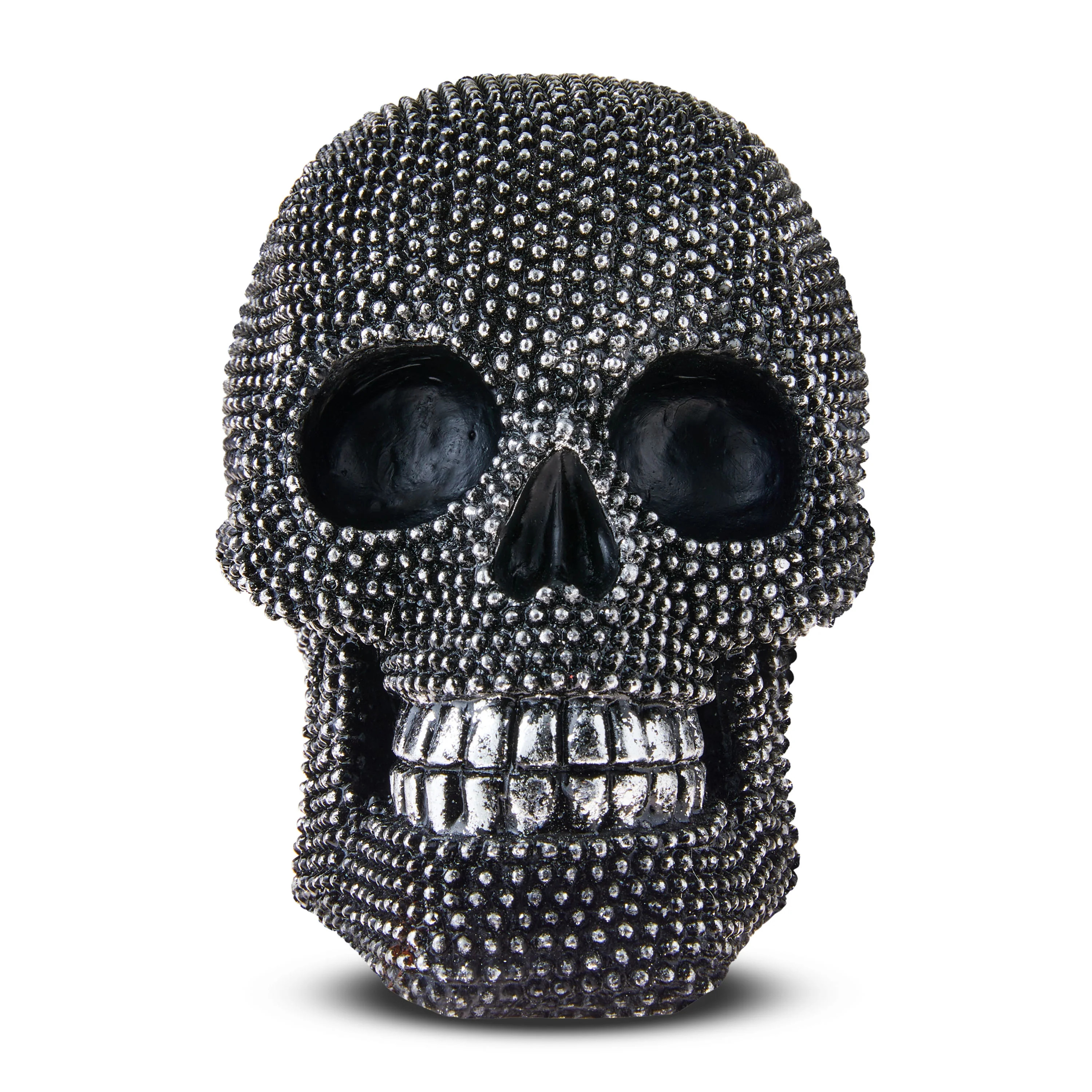 Beaded Skull Tabletop Decor, Black & Silver, 6", Halloween by Way To Celebrate | Walmart (US)