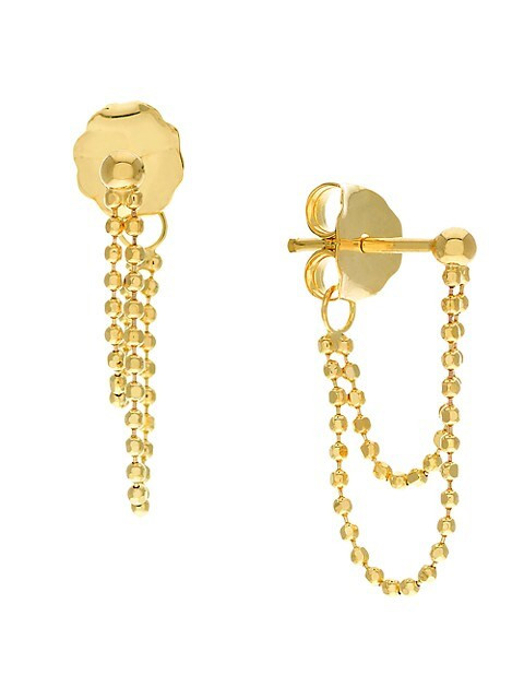 14K Yellow Gold Beaded Double-Chain Drop Earrings | Saks Fifth Avenue OFF 5TH