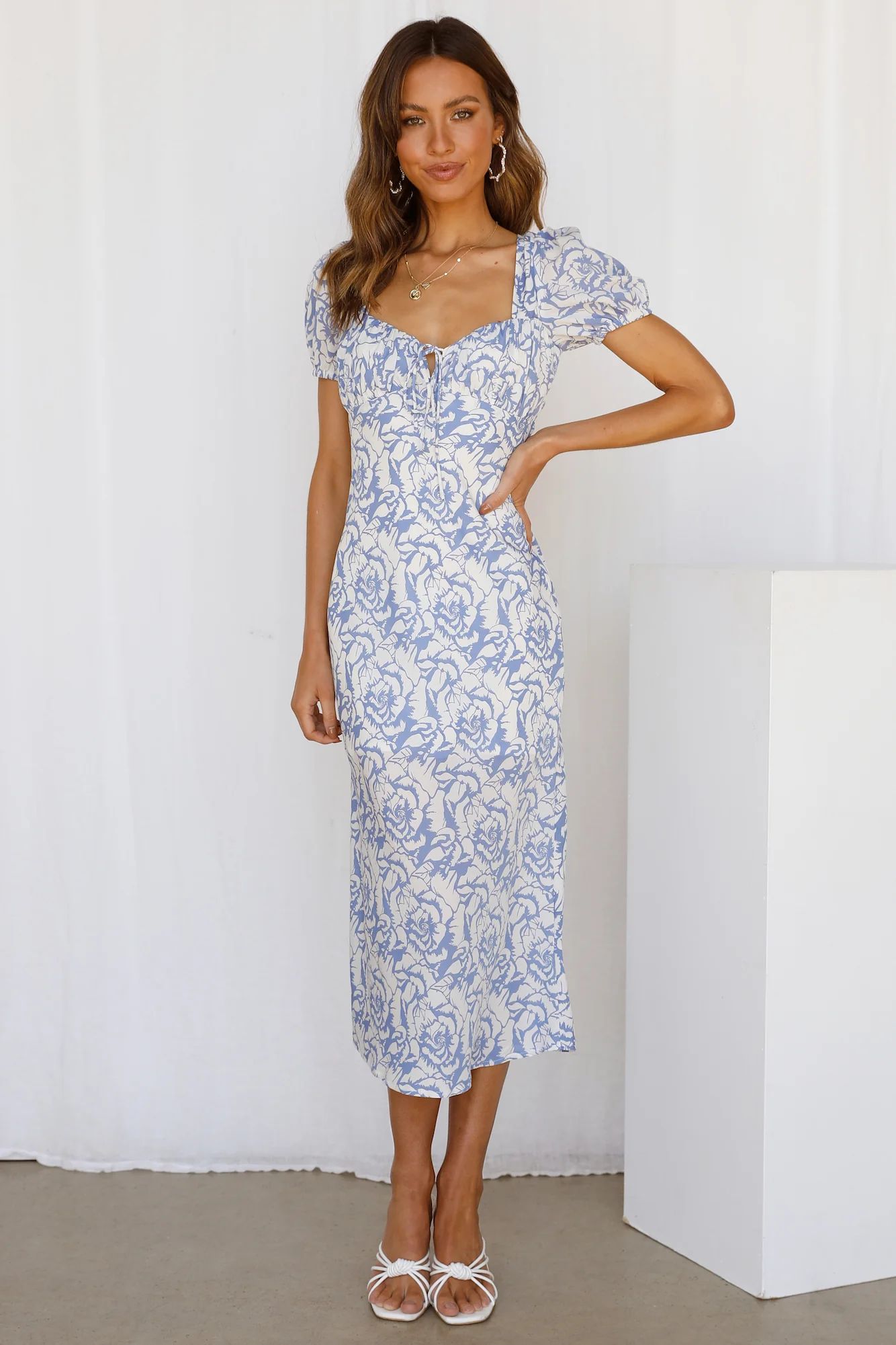 Dreaming In The Clouds Midi Dress Blue | Hello Molly