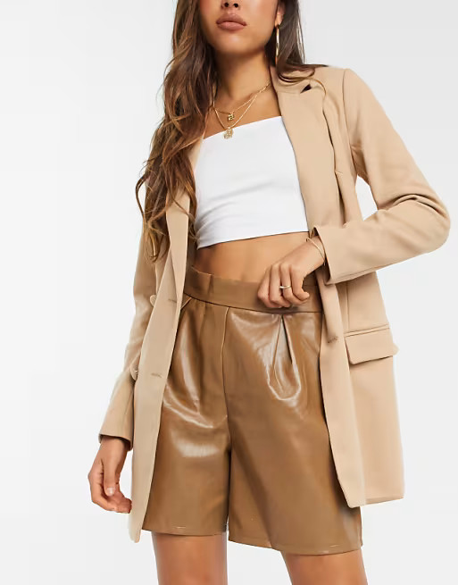 NaaNaa PU bermuda shorts in camel | ASOS (Global)