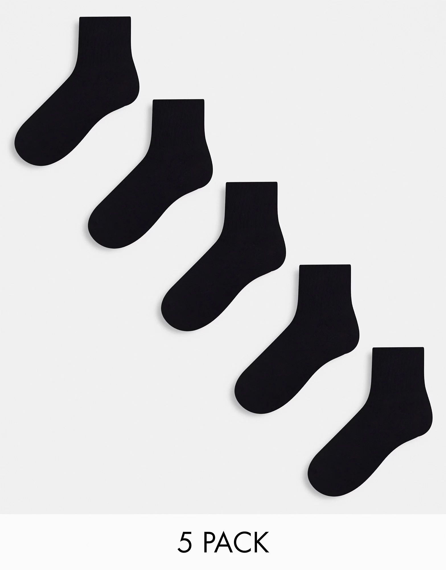 ASOS DESIGN 5 pack terry sole ankle socks in black | ASOS (Global)