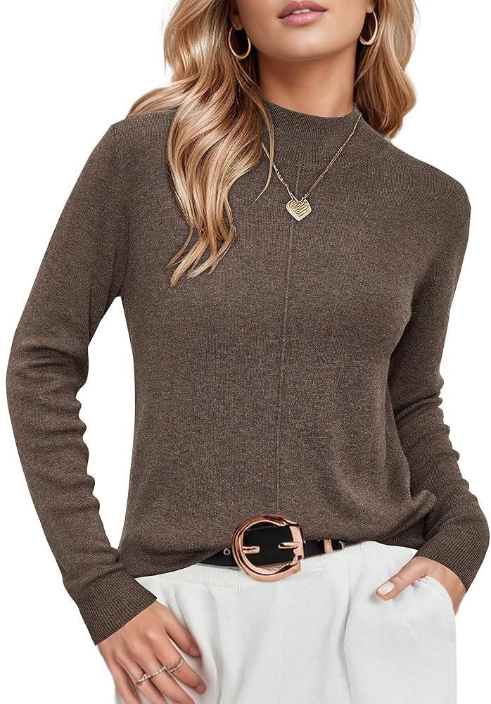 Arach&Cloz Women's Wool Blend Fall Sweaters Mock Neck Business Casual Outfits | Amazon (US)