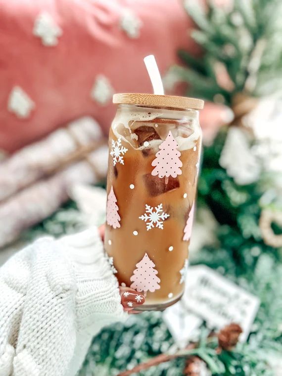 Christmas Beer Can Glass | Christmas Iced Coffee Glass | Christmas Gift | Holiday Beer Can Glass ... | Etsy (US)