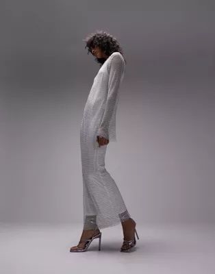 Topshop diamante mesh maxi dress in white | ASOS (Global)
