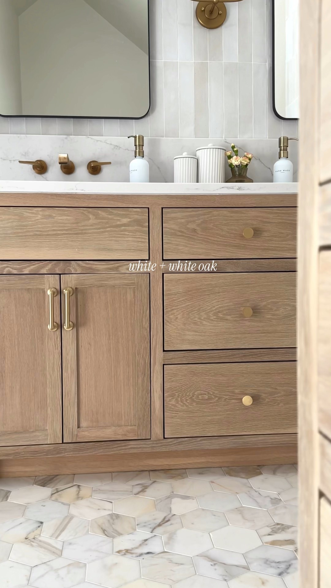 white oak, white kitchen, bathroom materials, wood vanity

#LTKFamily #LTKHome