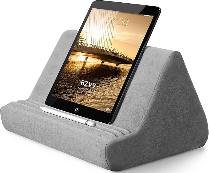 BZVV Soft Tablet Stand Pillow with Pocket,Adjustable 3 Viewing Angle,Lazy Holder for Bed Sofa,Com... | Amazon (US)