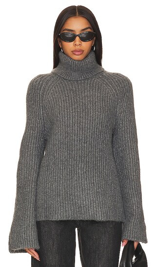 x REVOLVE Biana Turtleneck Sweater in Medium Grey | Revolve Clothing (Global)